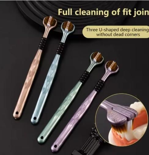 Best toothbrush for braces and sensitive gums in metallic colors with U-shaped deep cleaning bristles