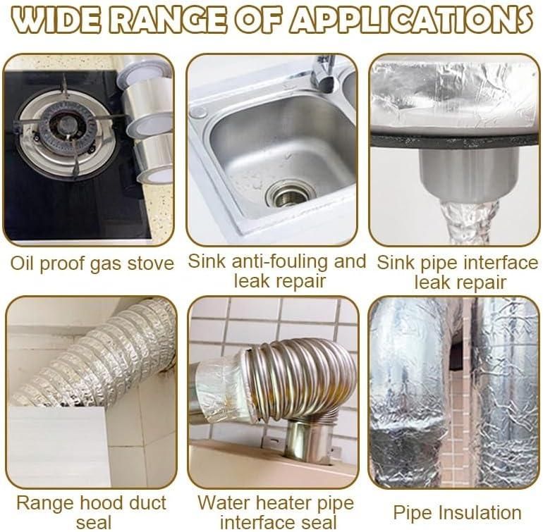 Fireproof adhesive tape for kitchen used for oil proof gas stove, sink leak repair, pipe insulation, and water heater sealing
