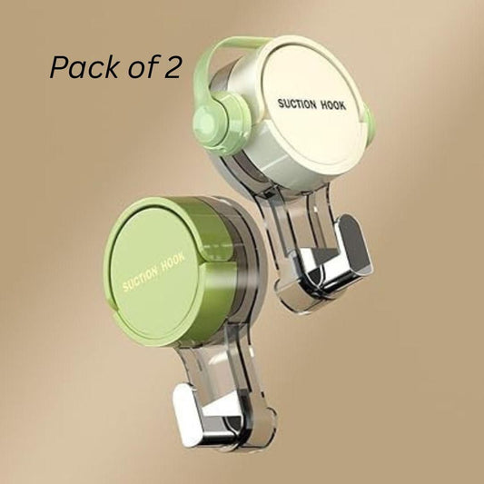 Suction wall hooks pack of 2 with green and white suction cups and metal hooks for easy mounting